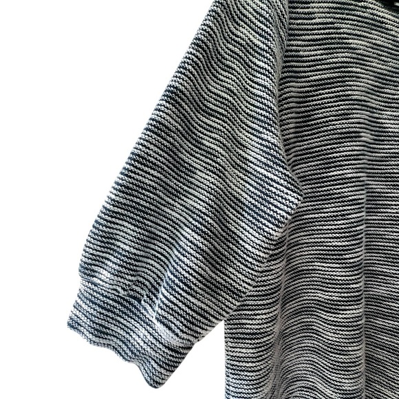 J JILL | NWOT NAVY BLUE & WHITE STRIPE COTTON TERRY TEXTURED TOP PUFF SLEEVES XL - Picture 5 of 9